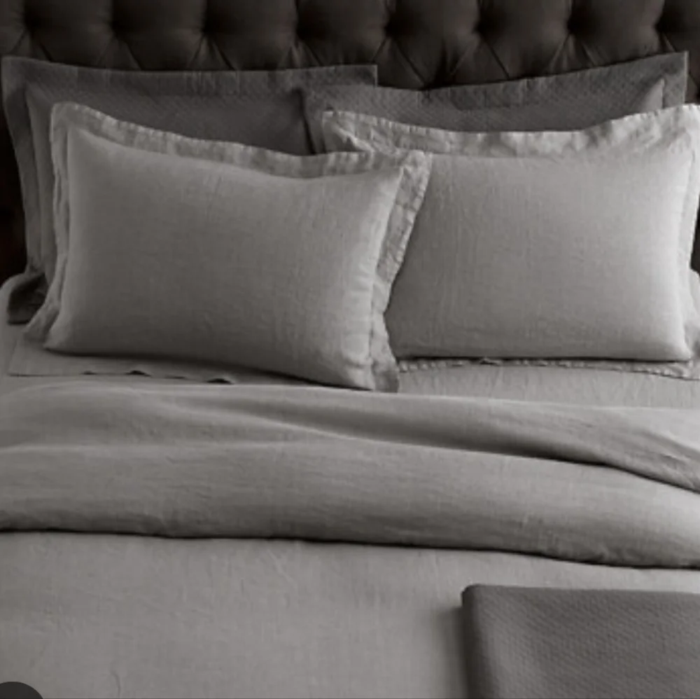 Restoration Hardware Stonedwashed Belgian Linen Standard Shams Set Of 2 Grey